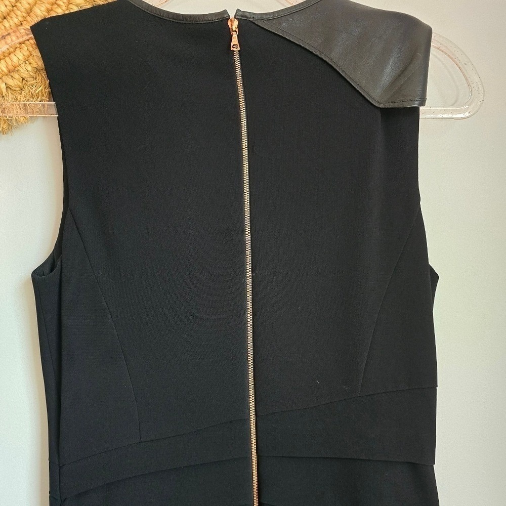 RAG & BONE Black Tiered Asymmetric Leather Accent Sheath Dress SZ 2 Quiet Luxury - Picture 7 of 11